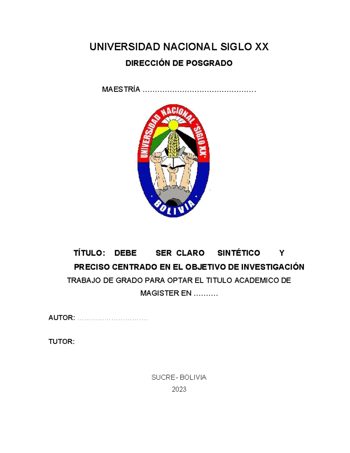 Estructura de Tesis para Maestría en Posgrado - UN Siglo XX - Document Preview