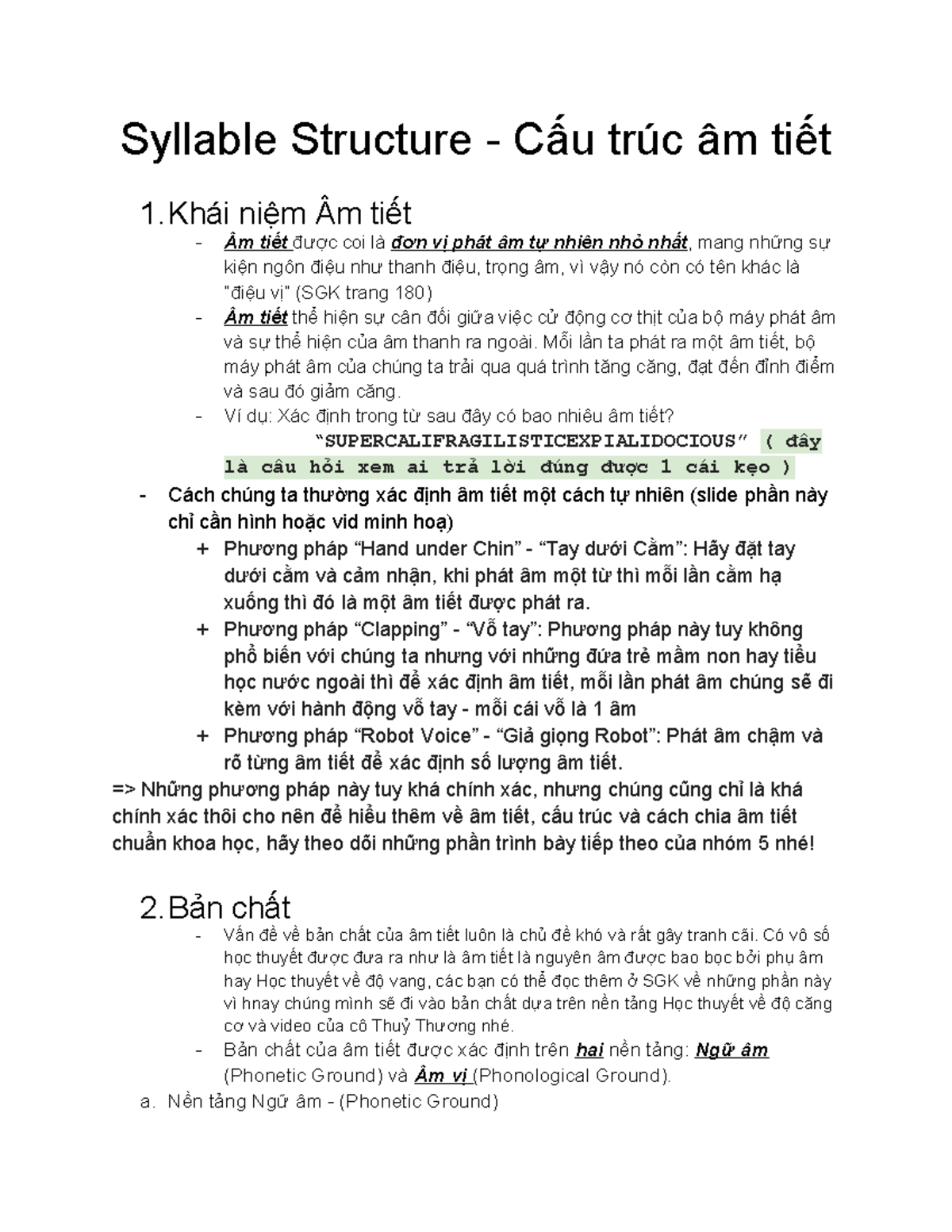 Syllable Structure - Cấu trúc Âm tiết trong Ngôn ngữ (Course Code ...