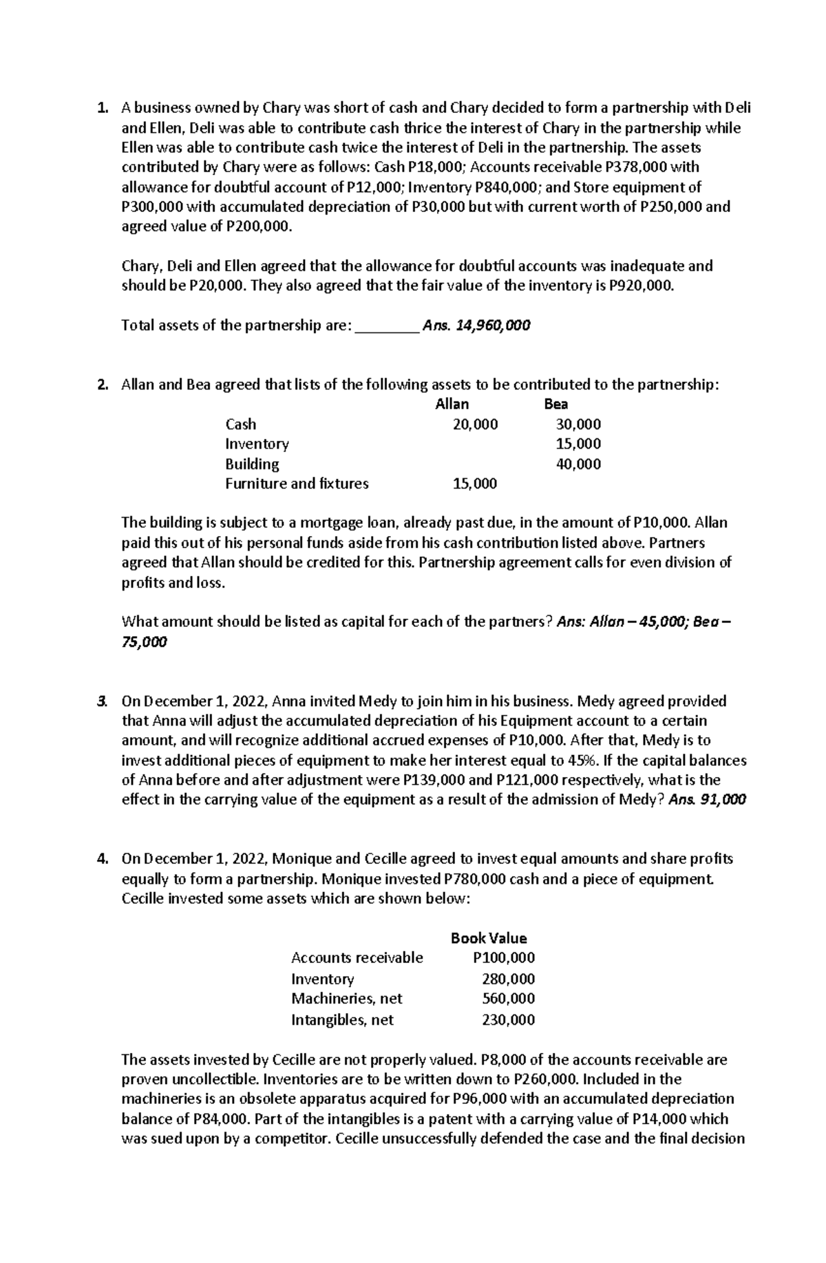 Partnership Accounting: Exam Review for ACCT 101 - Studocu