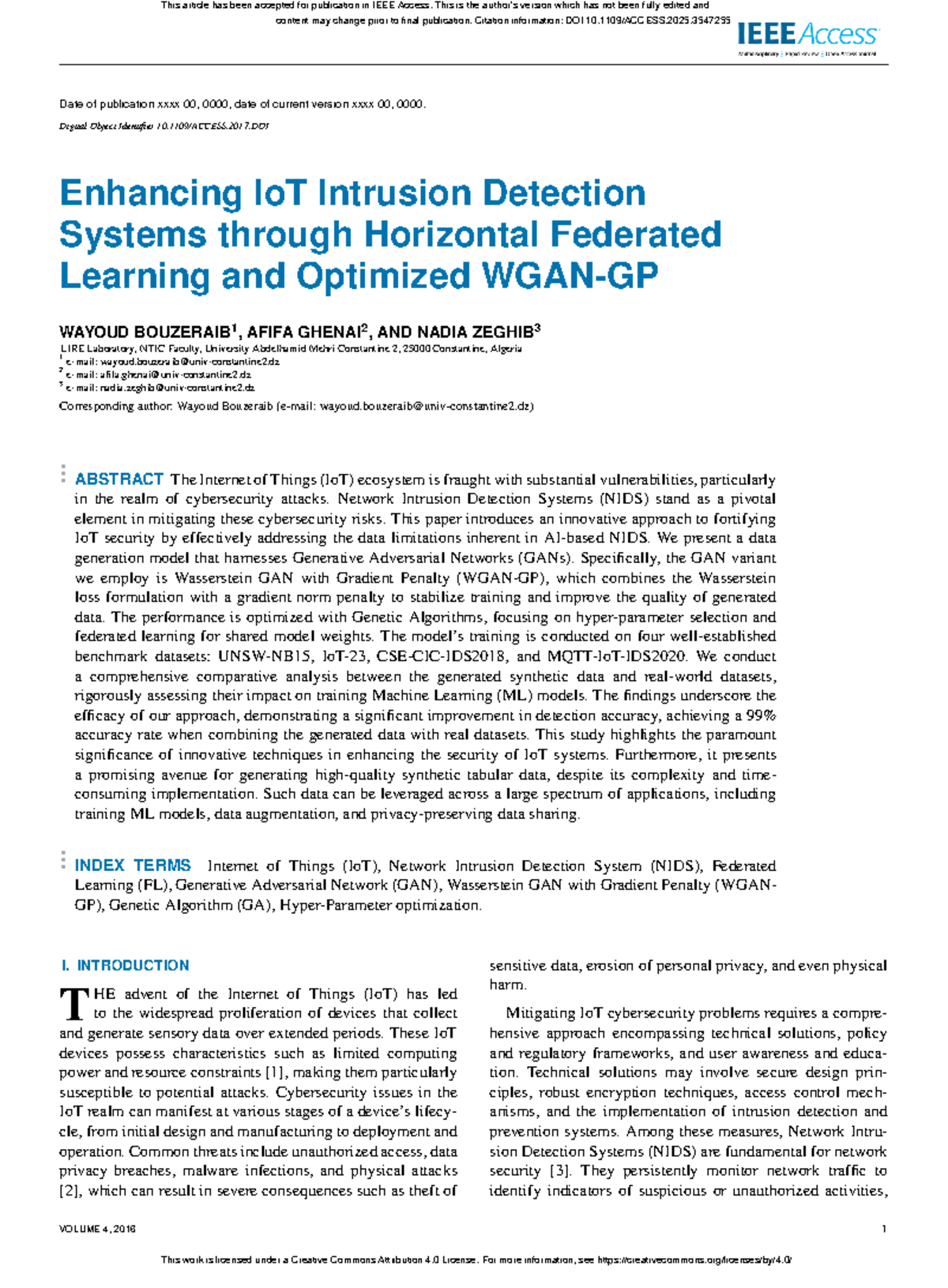 Enhancing IoT Intrusion Detection via Federated Learning & WGAN-GP ...