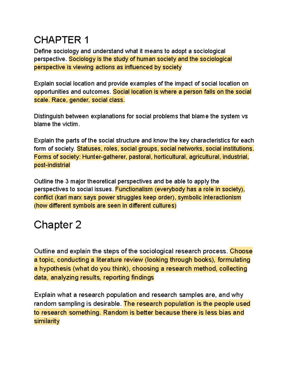 Sociology 101: Chapter Summaries and Key Concepts - Studocu
