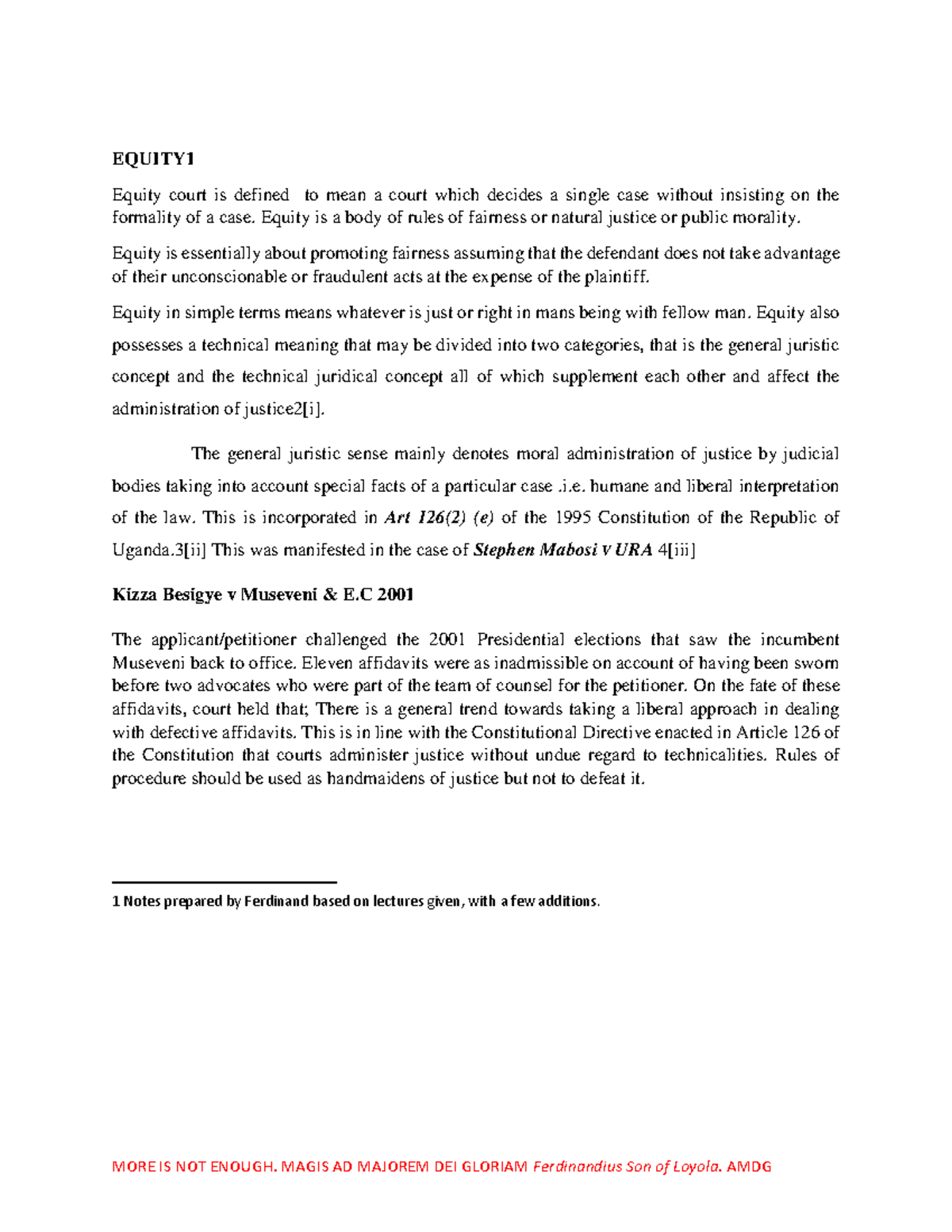 Equity Notes KUB: Understanding Principles and Maxims - Studocu