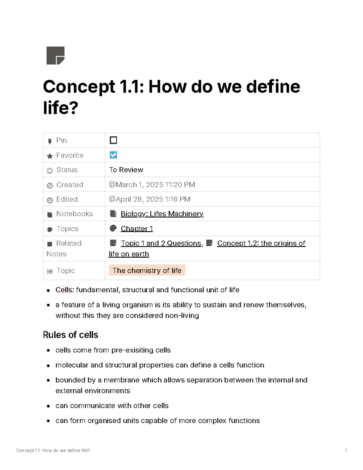 Concept 1.1: Defining Life - Key Biological Principles and Evolution ...