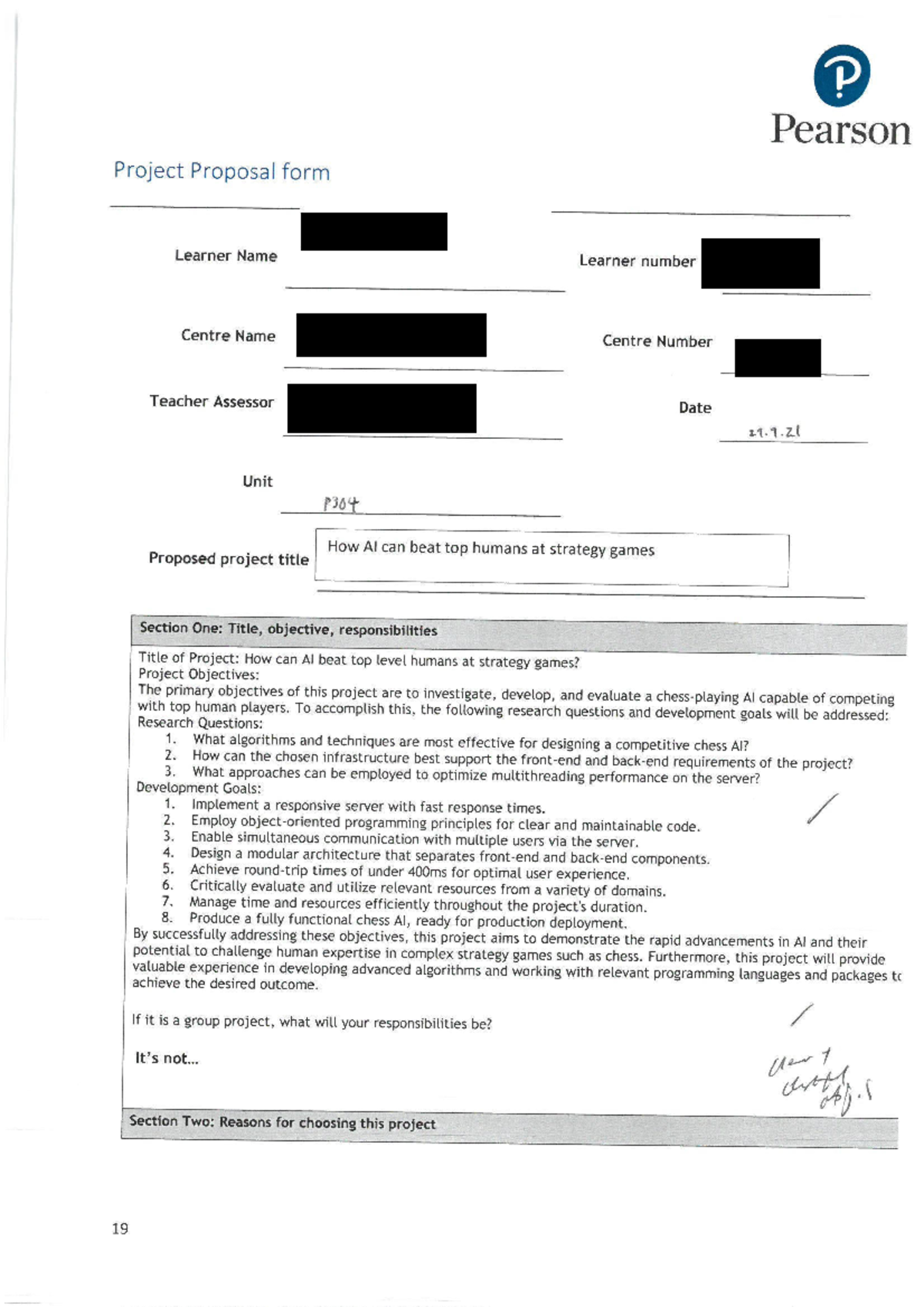 Project Proposal Form: AI vs. Humans in Strategy Games (Unit P304 ...