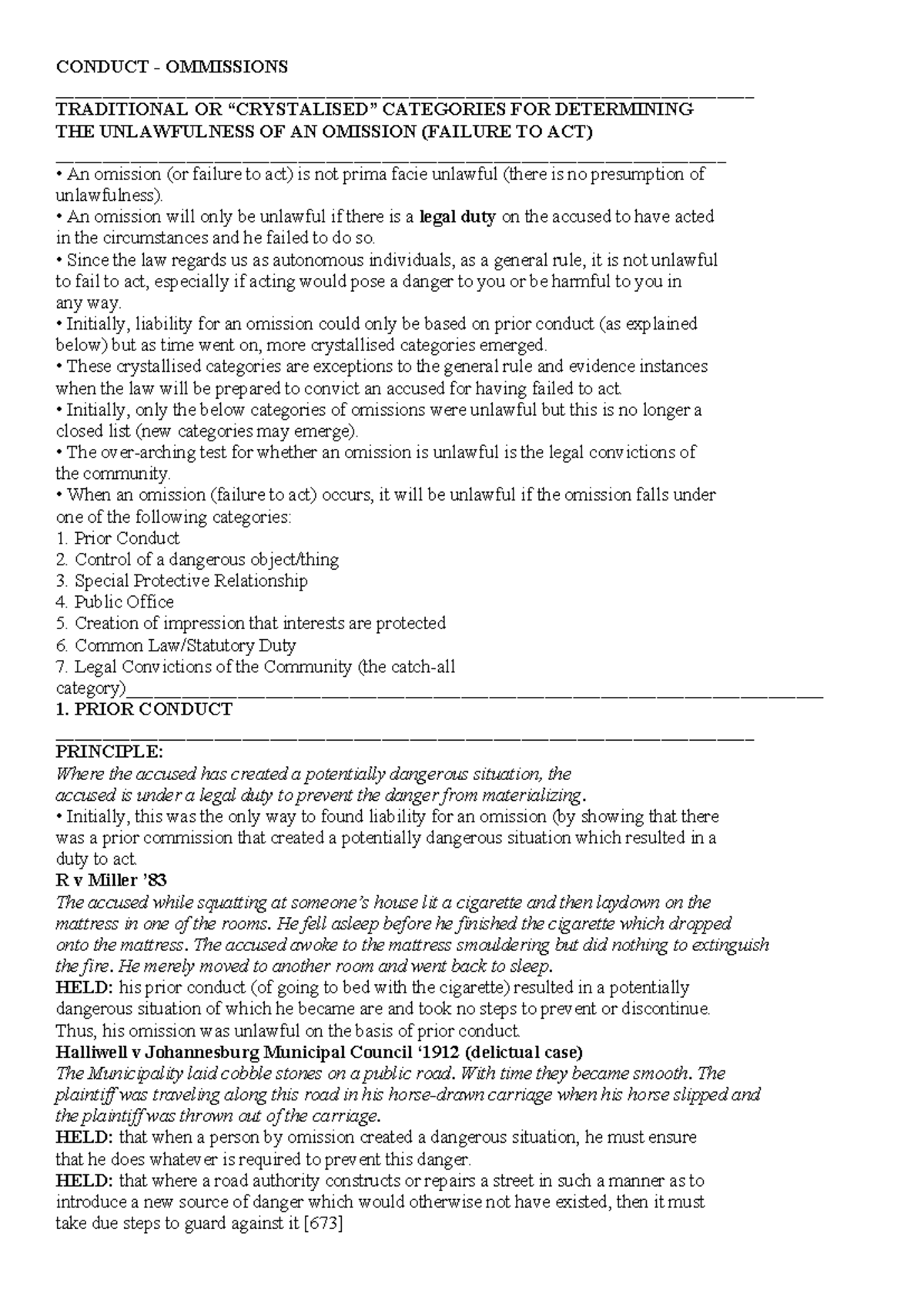 Criminal Law Topics Compilation: Omission Liability & Causation ...