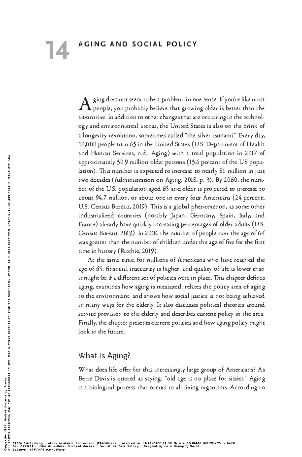 Aging Policy and Its Impact on the Elderly in the U.S. Context (14 ...