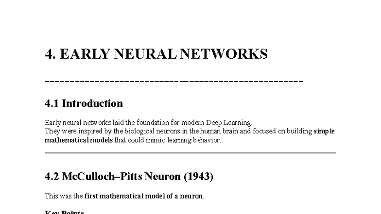 Deep Learning Unit-2: Foundations of Neural Networks and Tensors - Studocu