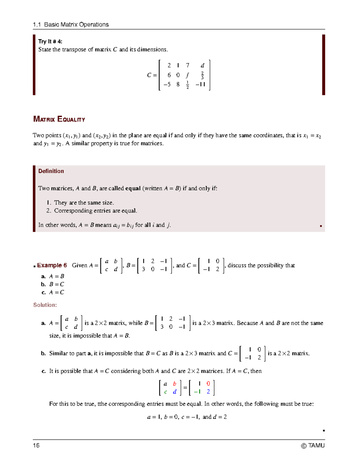 Chapter 1: Basic Matrix Operations - Studocu