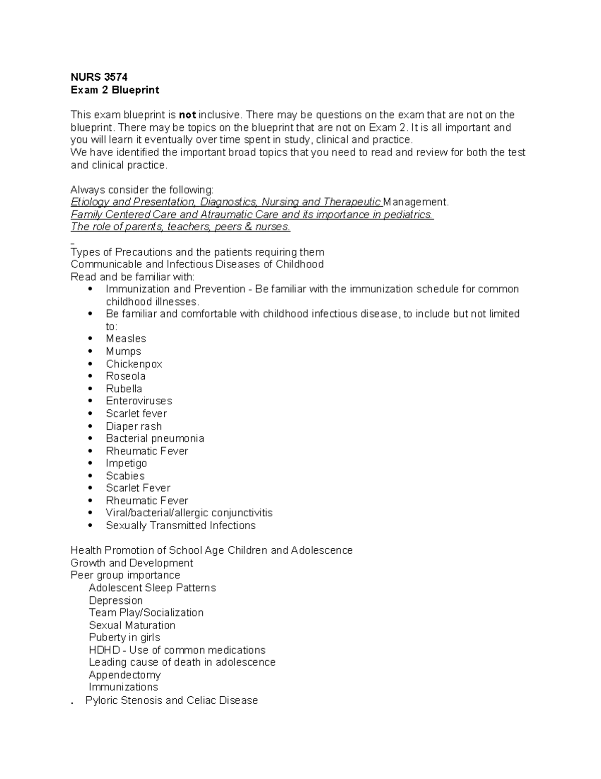 NURS 3574 Exam 2 Study Guide: Key Topics & Concepts - Studocu