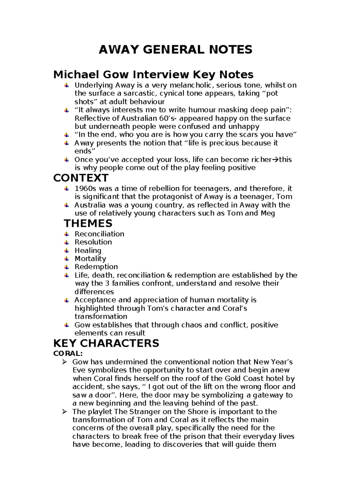 Michael Gow's 'Away' Key Notes & Insights: Theme, Character, Context ...