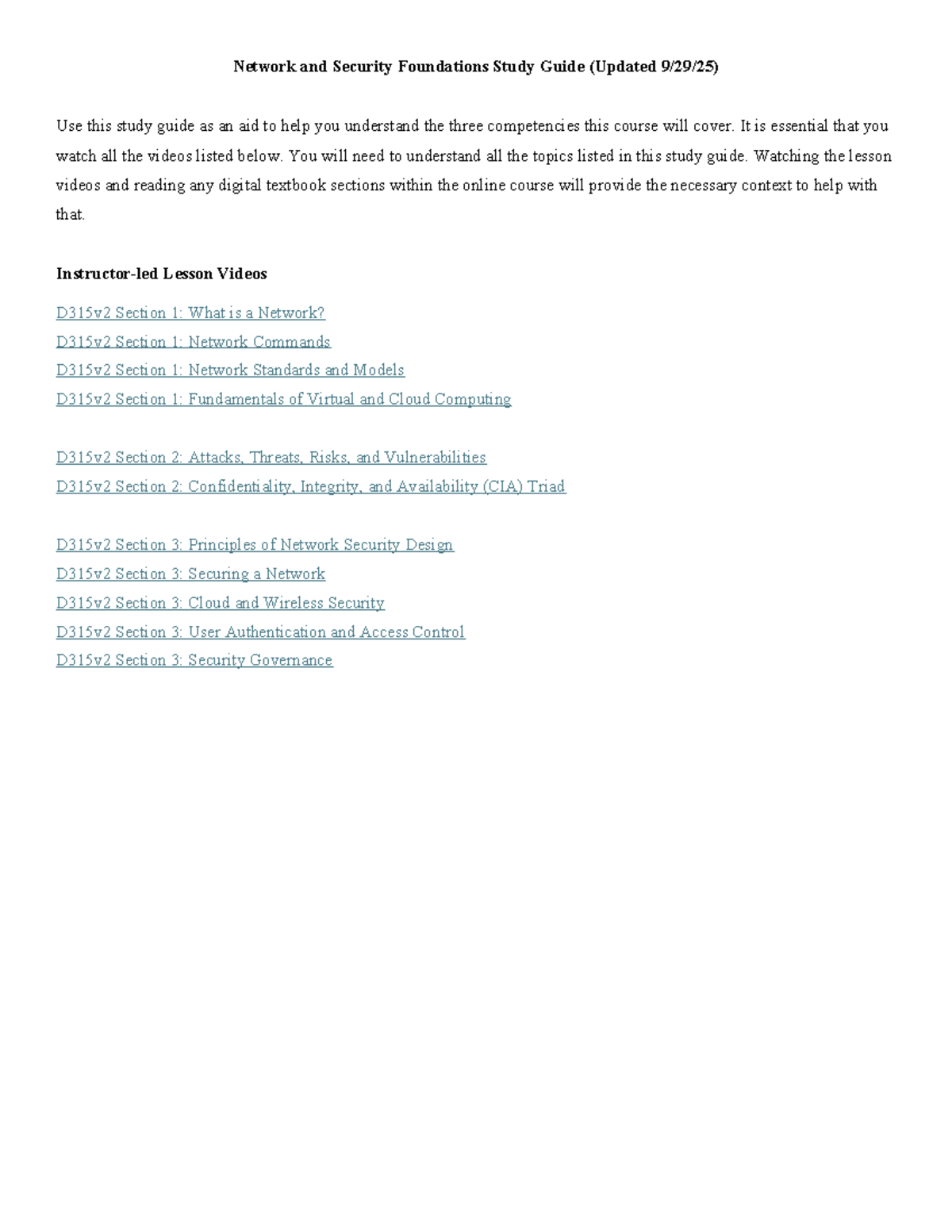 D315v2 Network & Security Foundations Study Guide (Updated) - Studocu