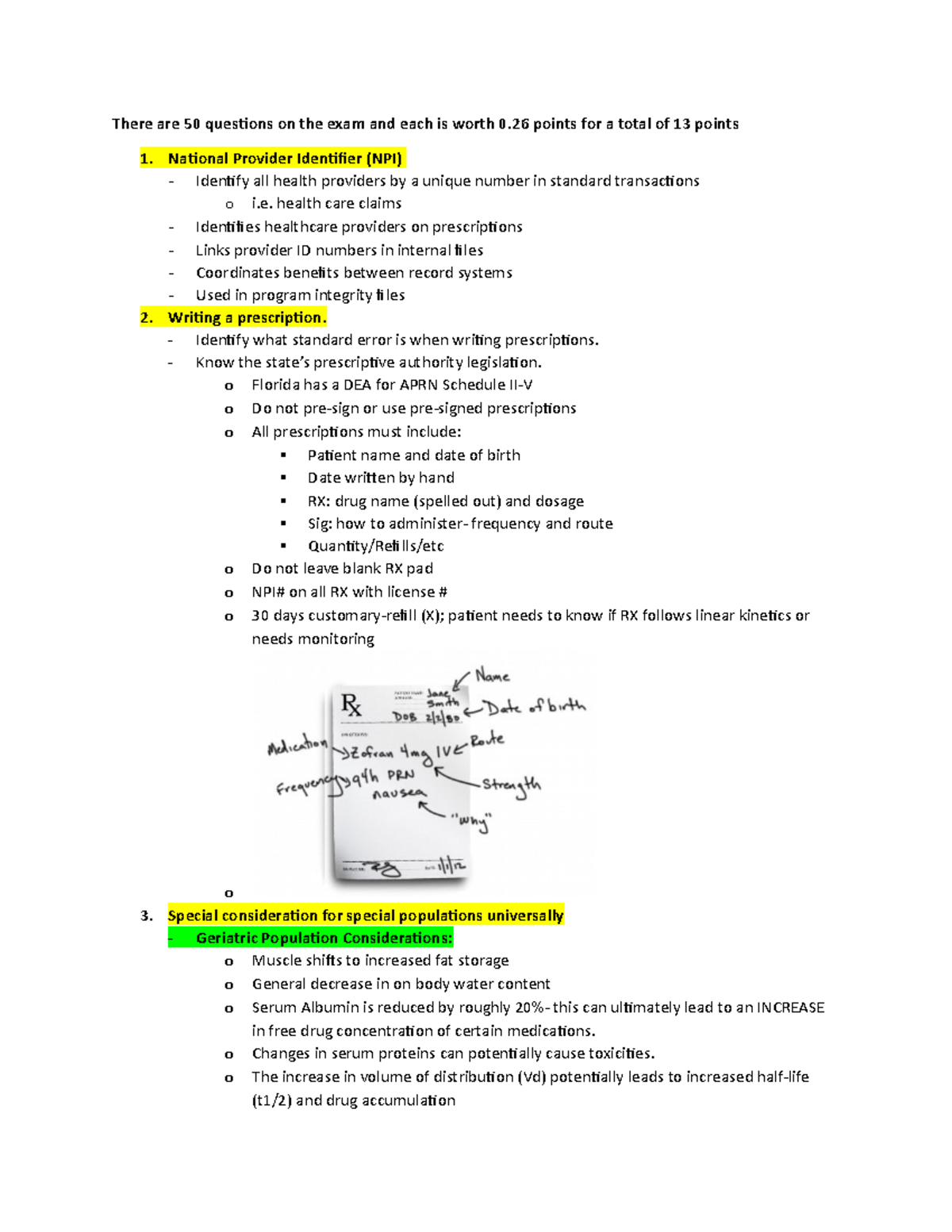 Pharm - Midterm Exam Study Notes on Prescription and Treatment ...