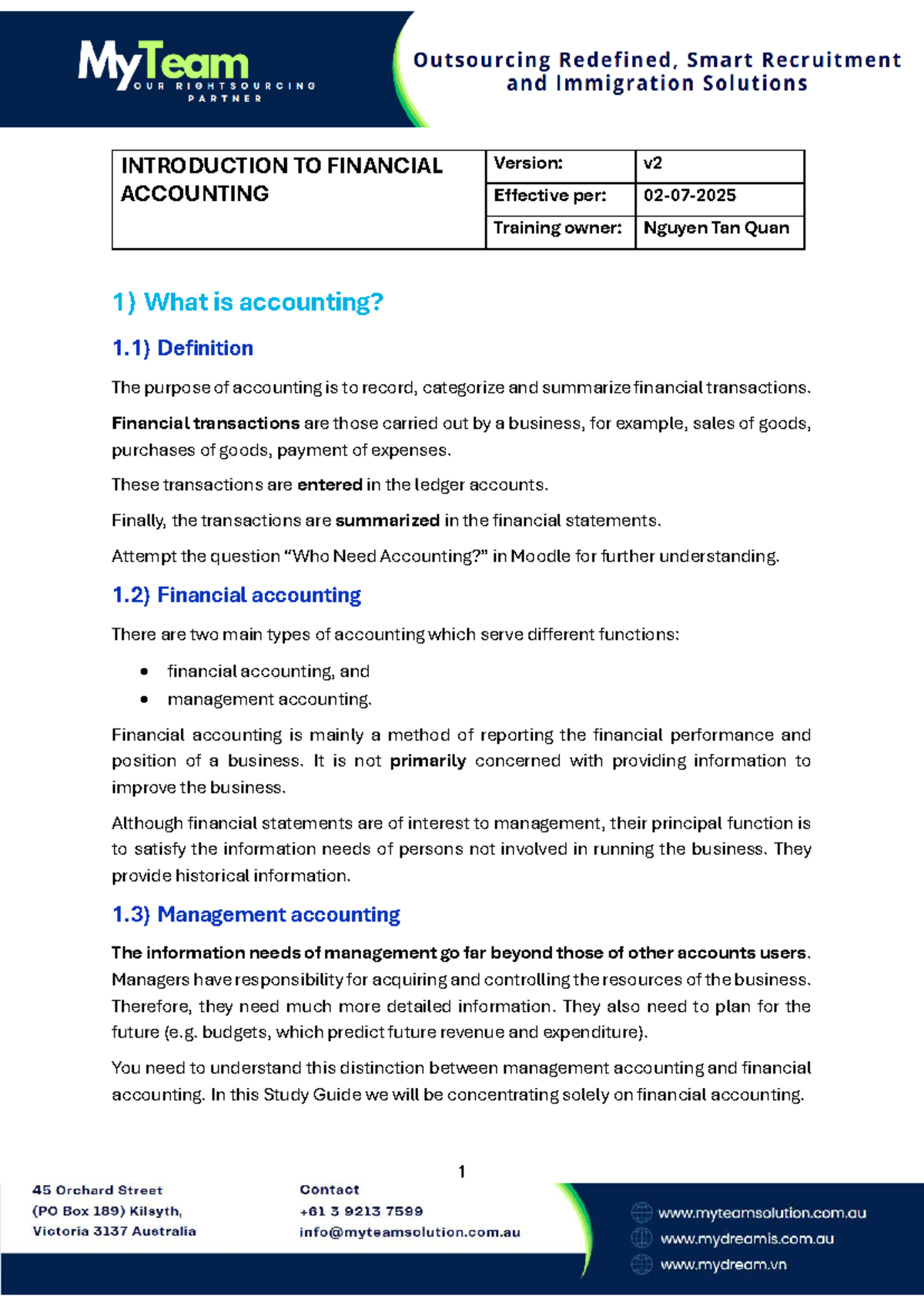 Introduction to Financial Accounting (FIN 101) - Study Guide v2 - Studocu