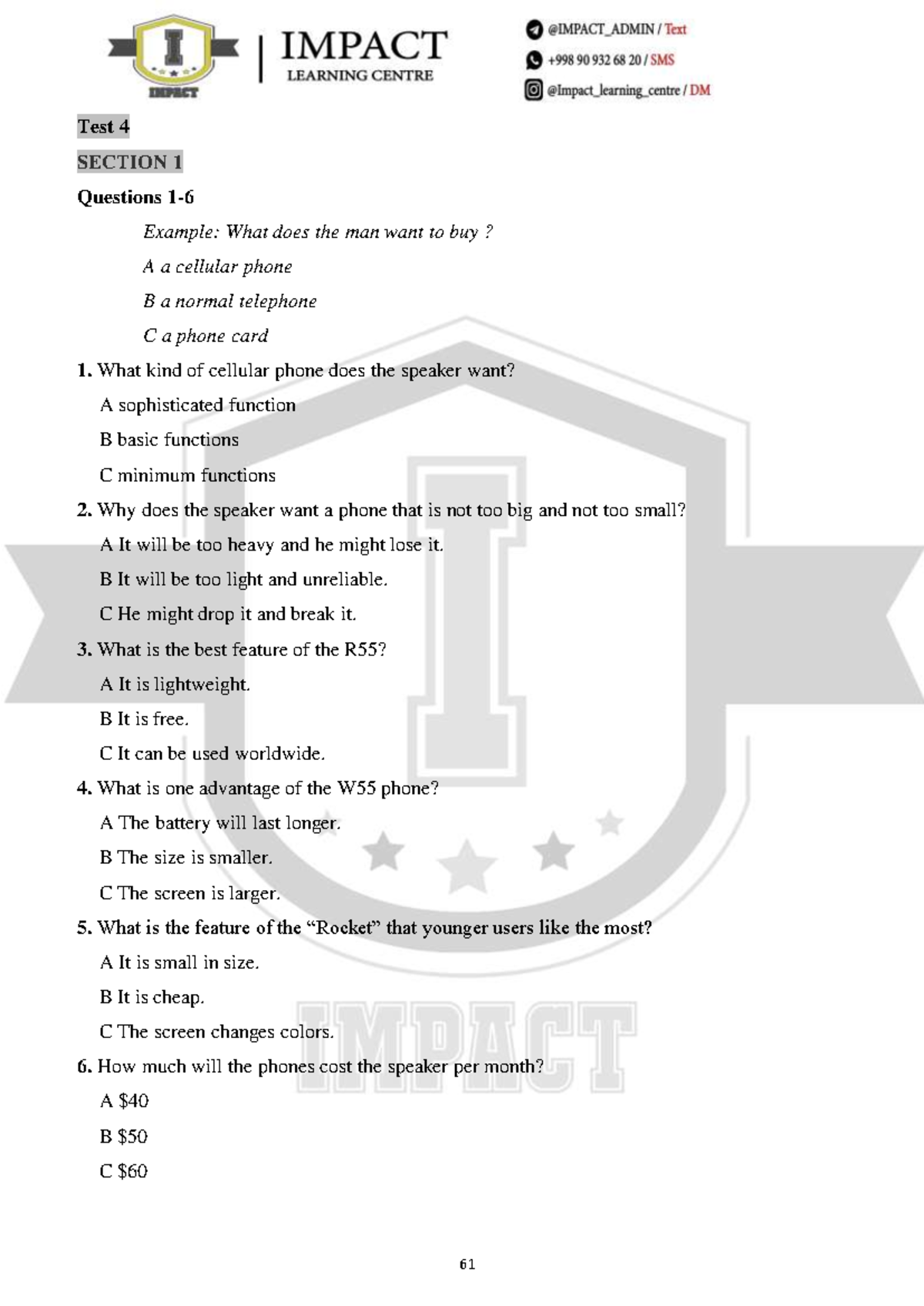 Impact Mock Test 244: Exam Questions and Answers - Studocu