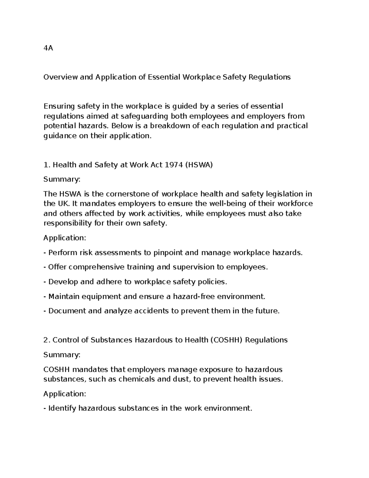 4A Essential Workplace Safety Regulations: Overview & Application Guide ...