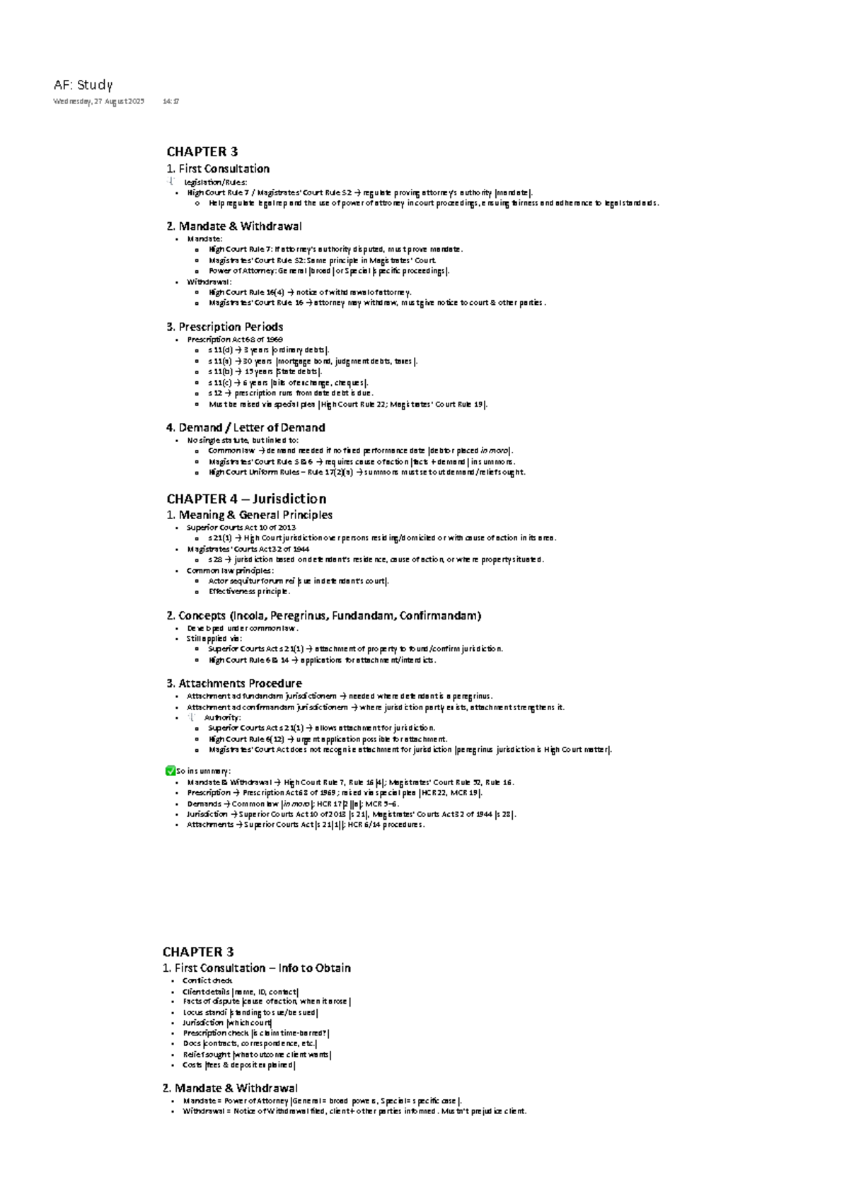 AF: Chapter 3 & 4 Notes on Legal Mandates and Jurisdiction - Studocu
