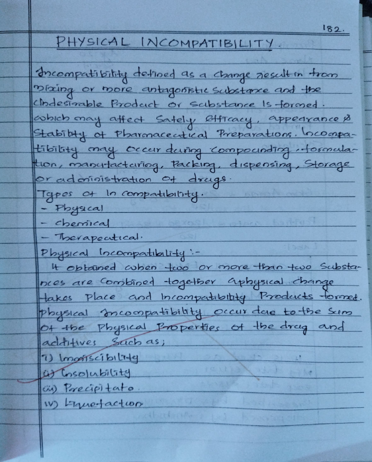 Physical incompatibility - 182. PHYSICAL INCOMPATIBILITY ...