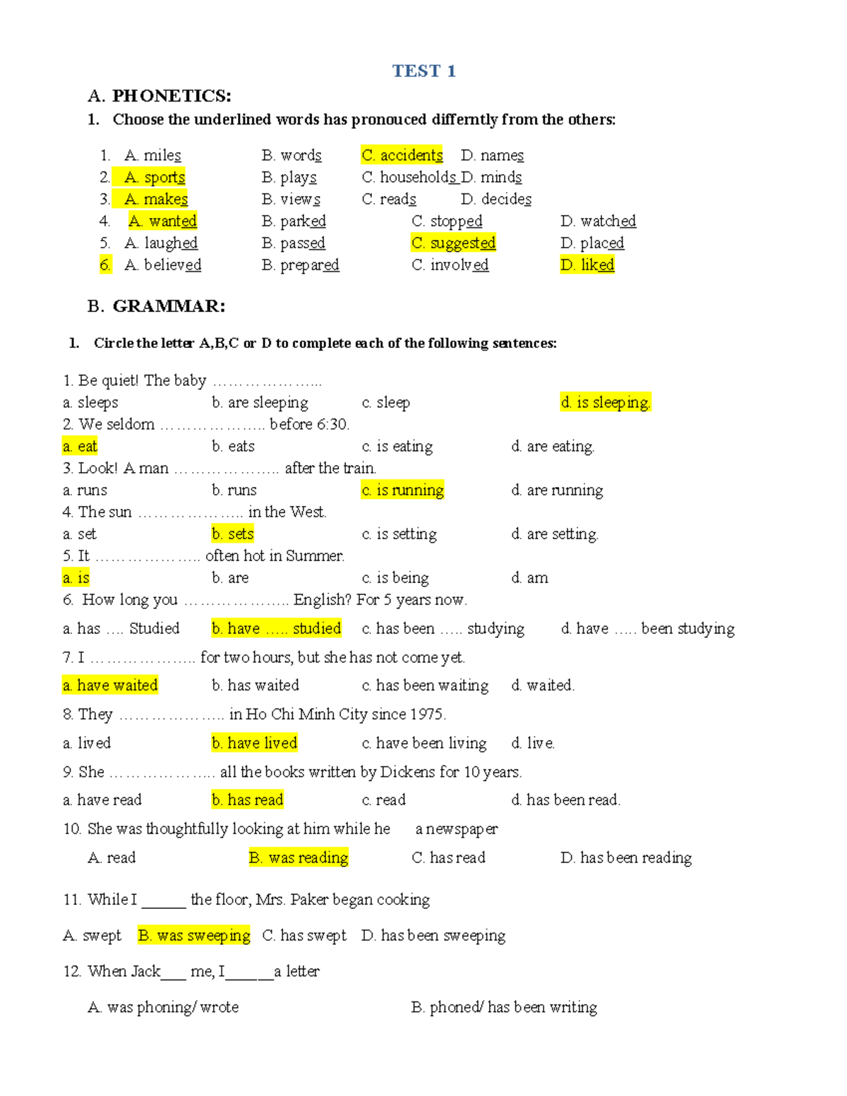 TEST 1 - Phonetics & Grammar Review Notes - Studocu