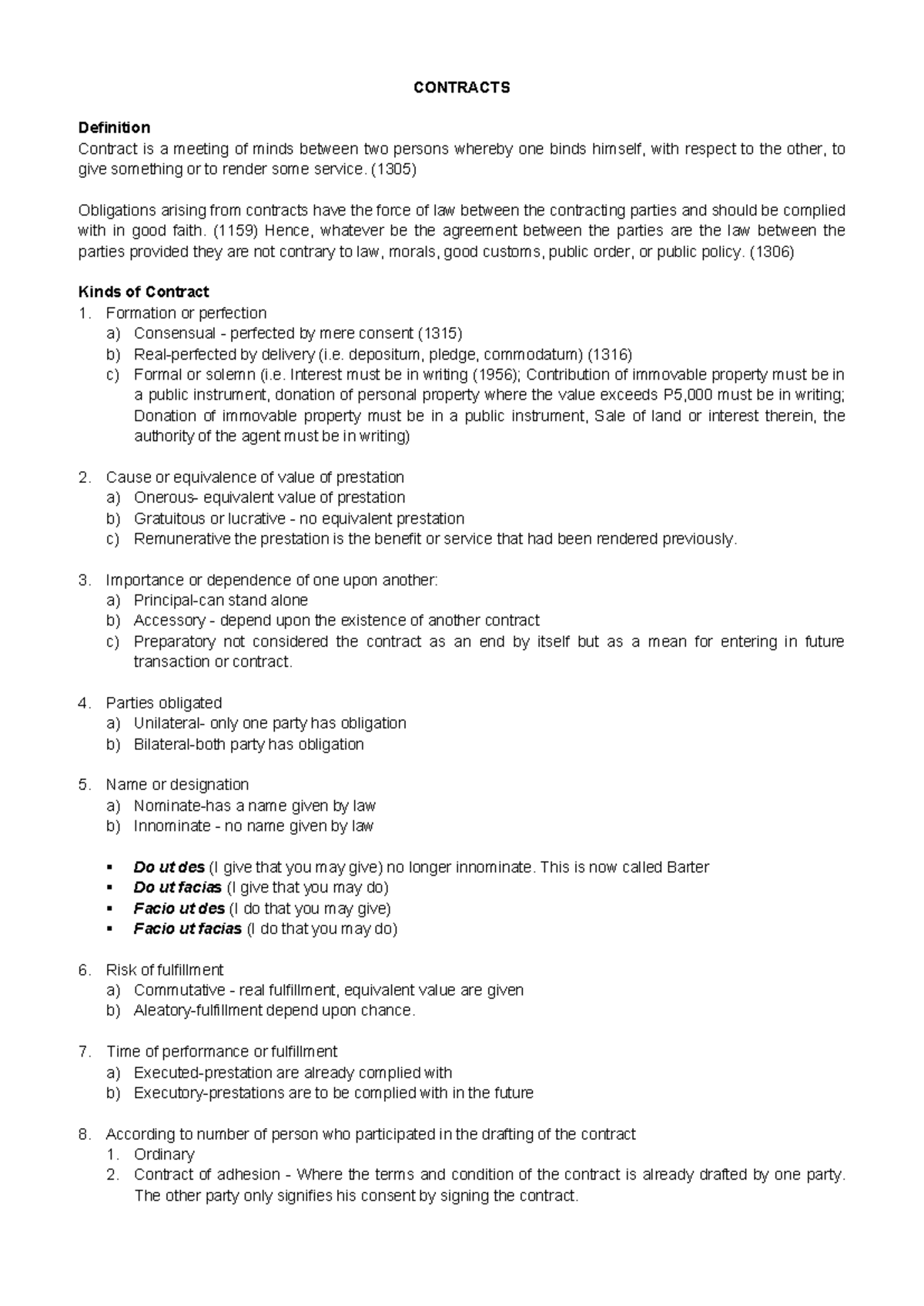 Handouts on Contracts - RFBT Overview and Key Concepts - Studocu