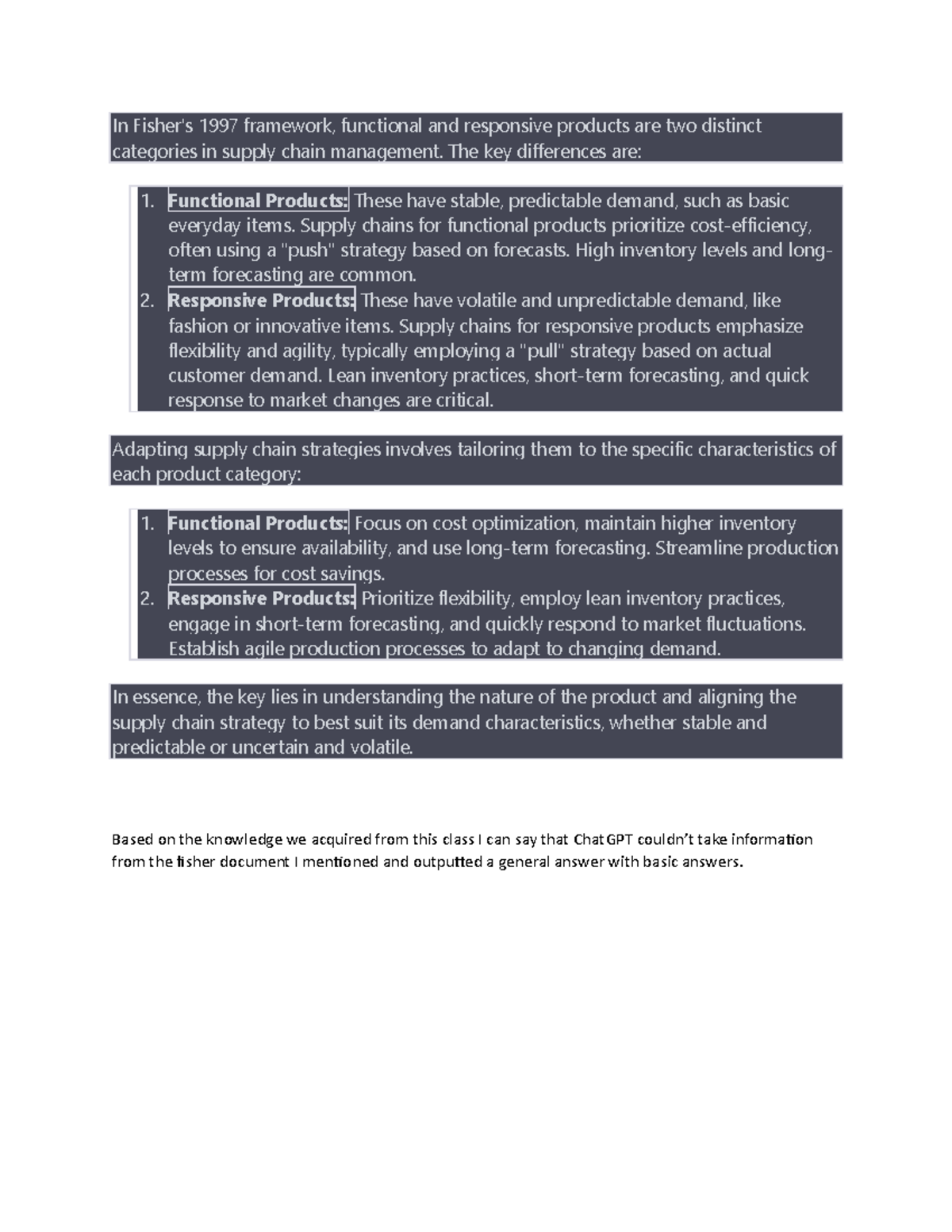 Fisher's Supply Chain Strategies: Functional vs Responsive Products ...