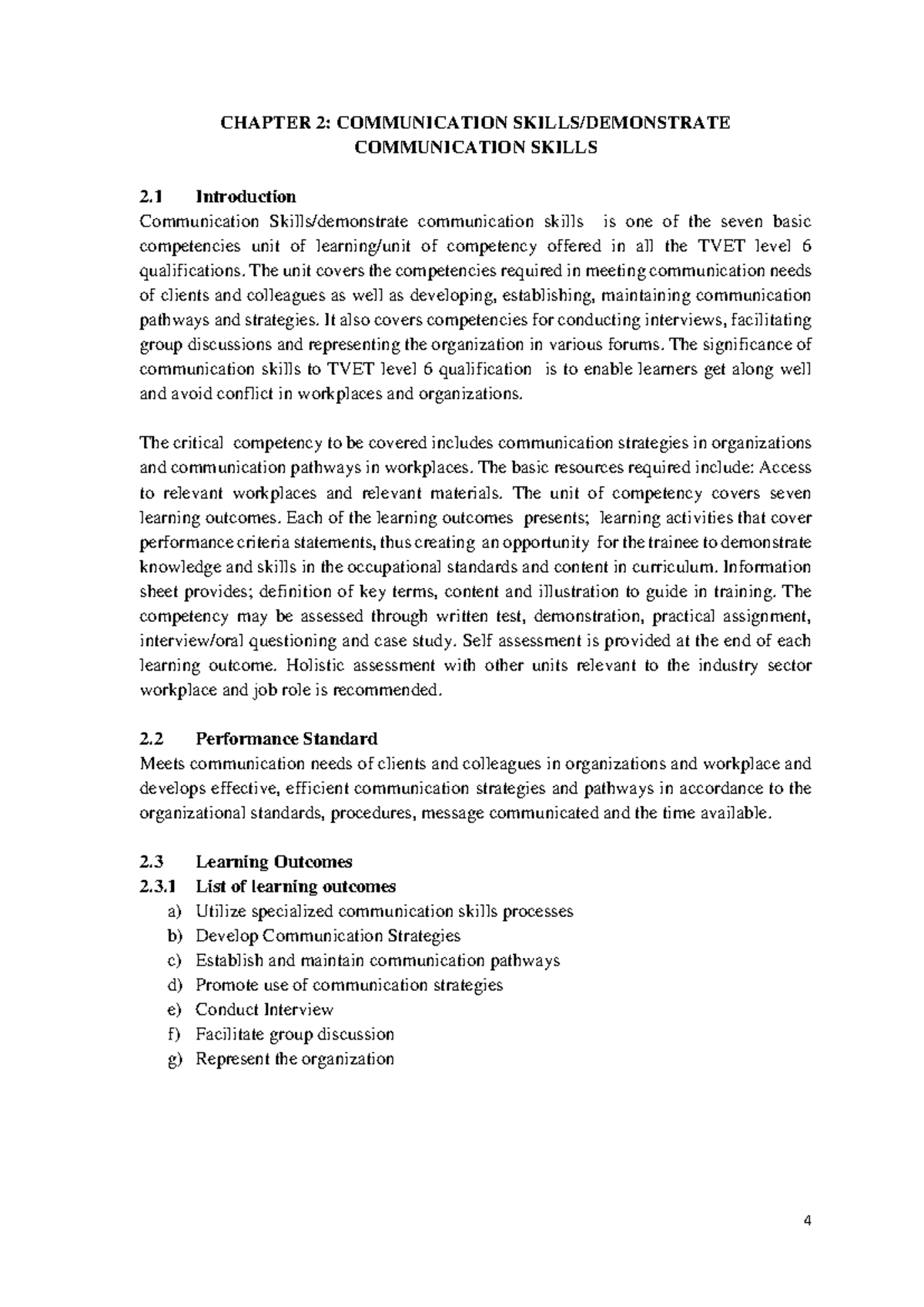 CHAPTER 2: COMMUNICATION SKILLS - TVET Level 6 Competencies - Studocu