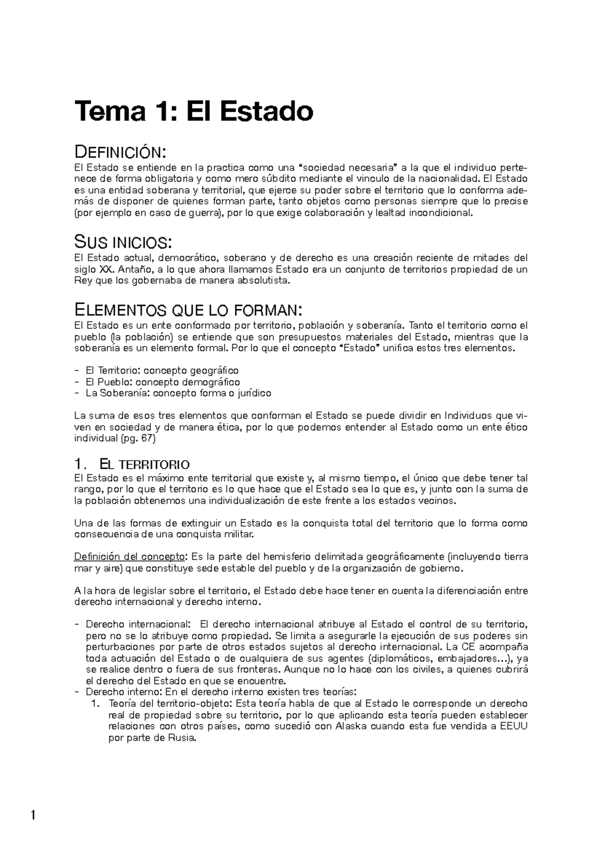 Tema 1: El Estado y su Estructura - Apuntes D. Constitucional - Studocu