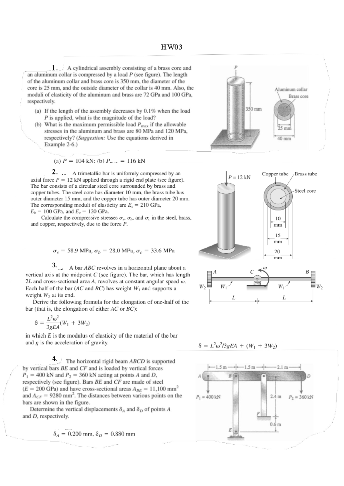 Practice Materials 3 - Mechanics of Materials Homework Solutions - Studocu