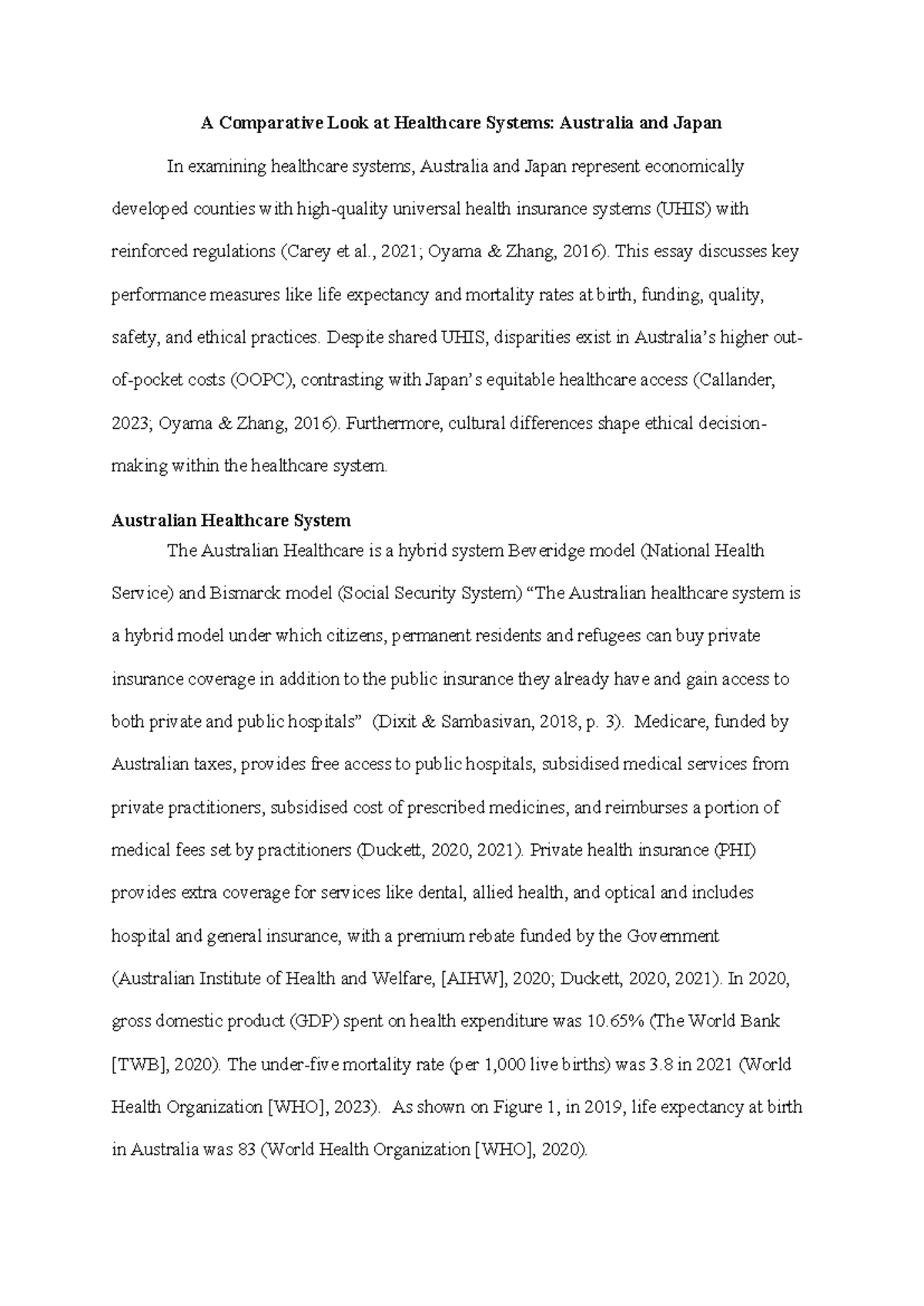CHML Final Essay: Comparative Analysis of Healthcare in Australia ...