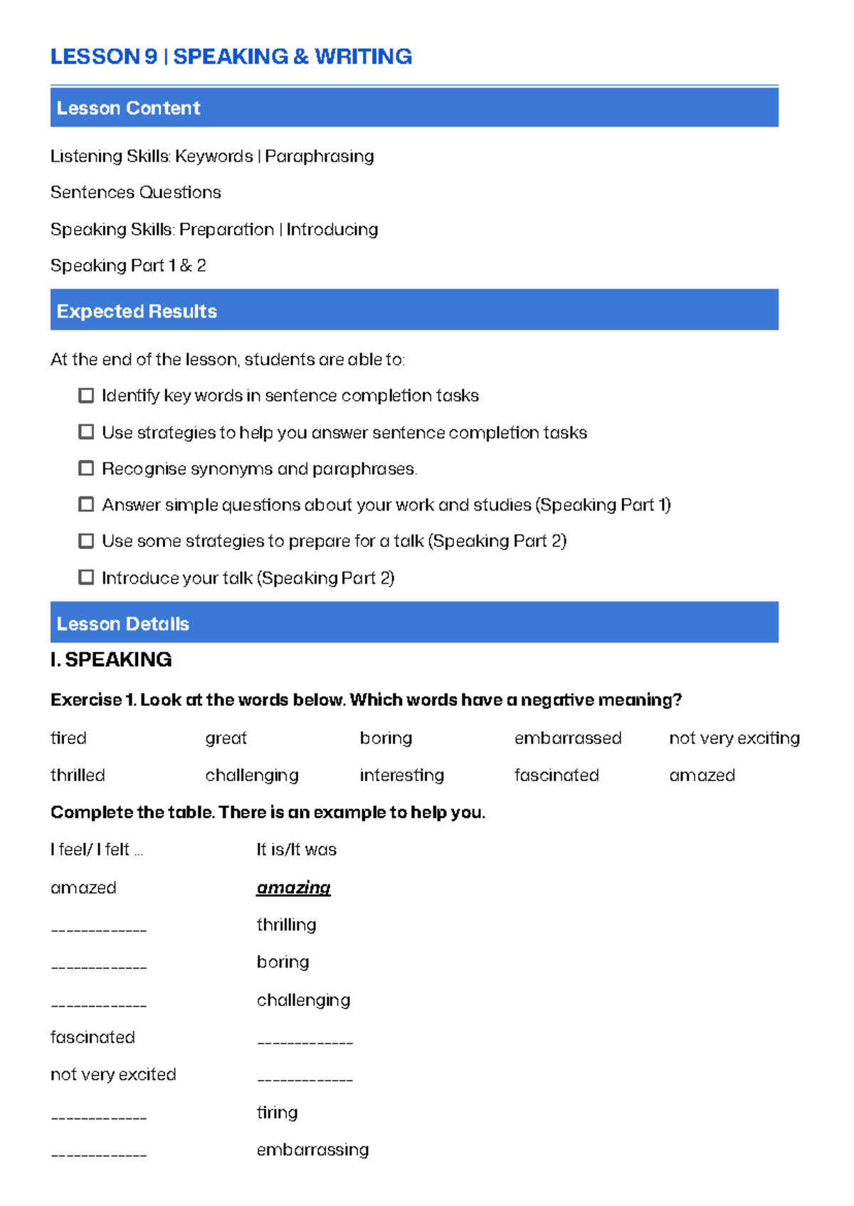 [SB] TET-Foundation-Lesson 9: Speaking & Writing Skills - Studocu