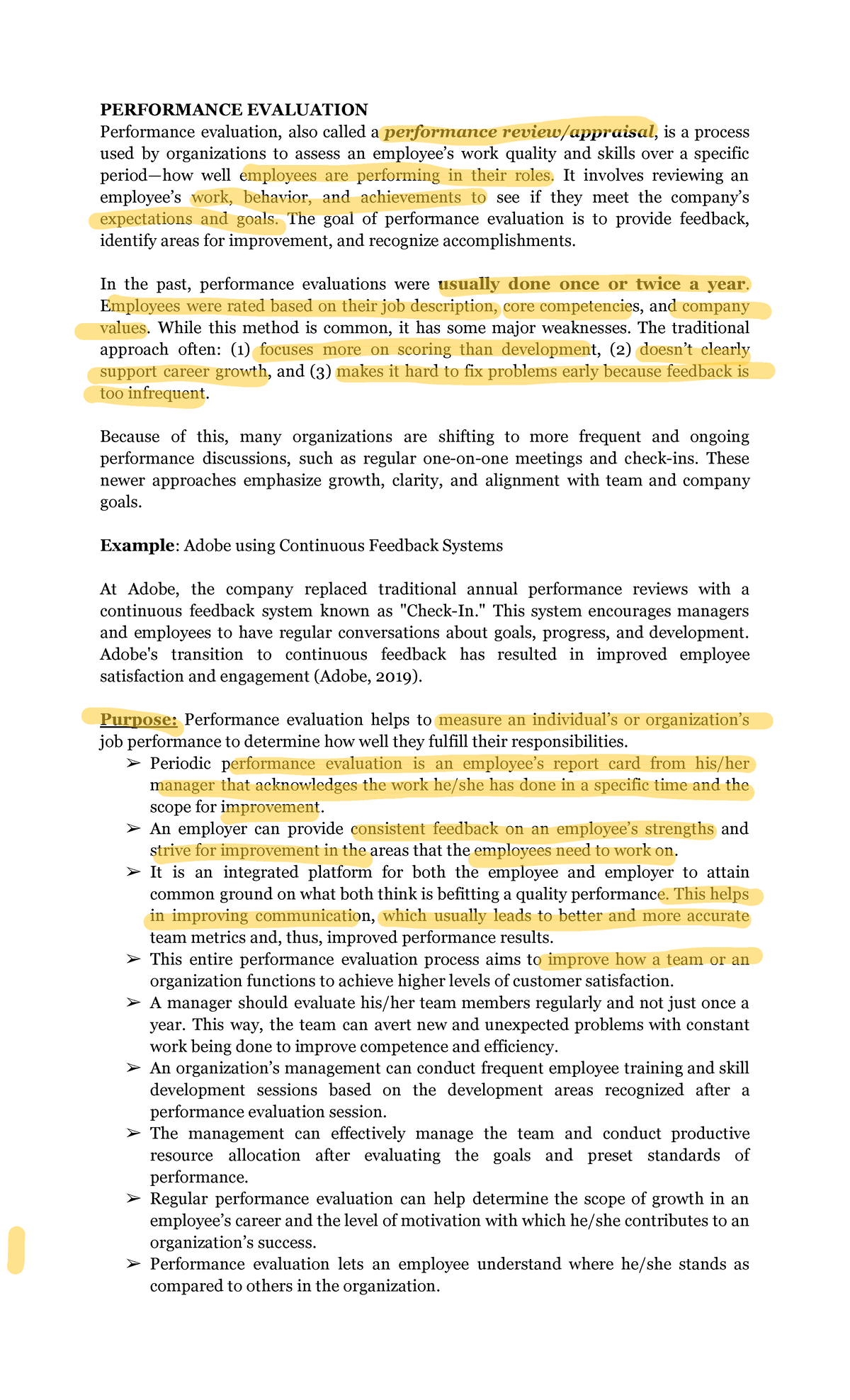 Performance Evaluation: Enhancing Employee Growth and Feedback - Studocu