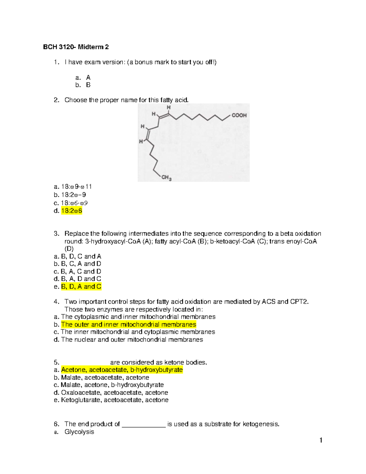 BCH 3120 - Comprehensive Midterm 2 Exam Review Notes - Studocu