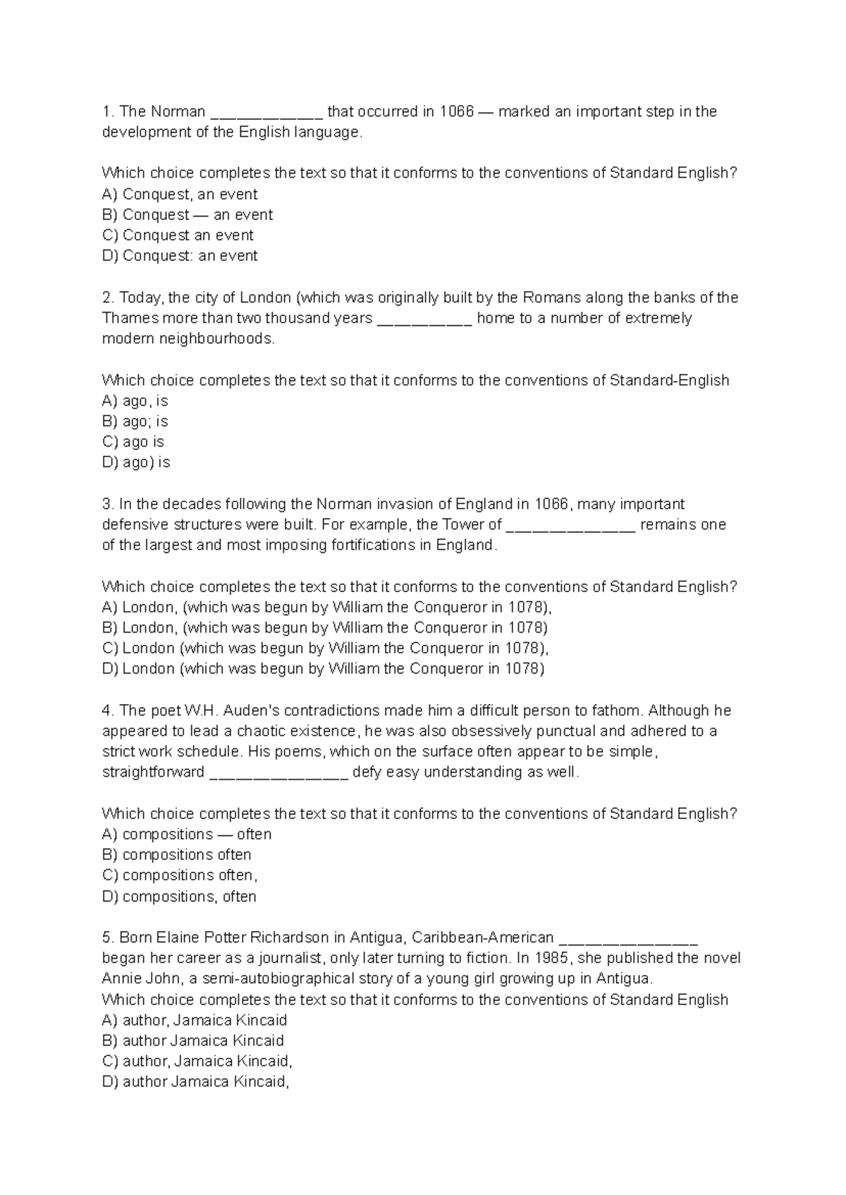 Punctuation Sheet 2 - Writing Skills for English 101 - Studocu