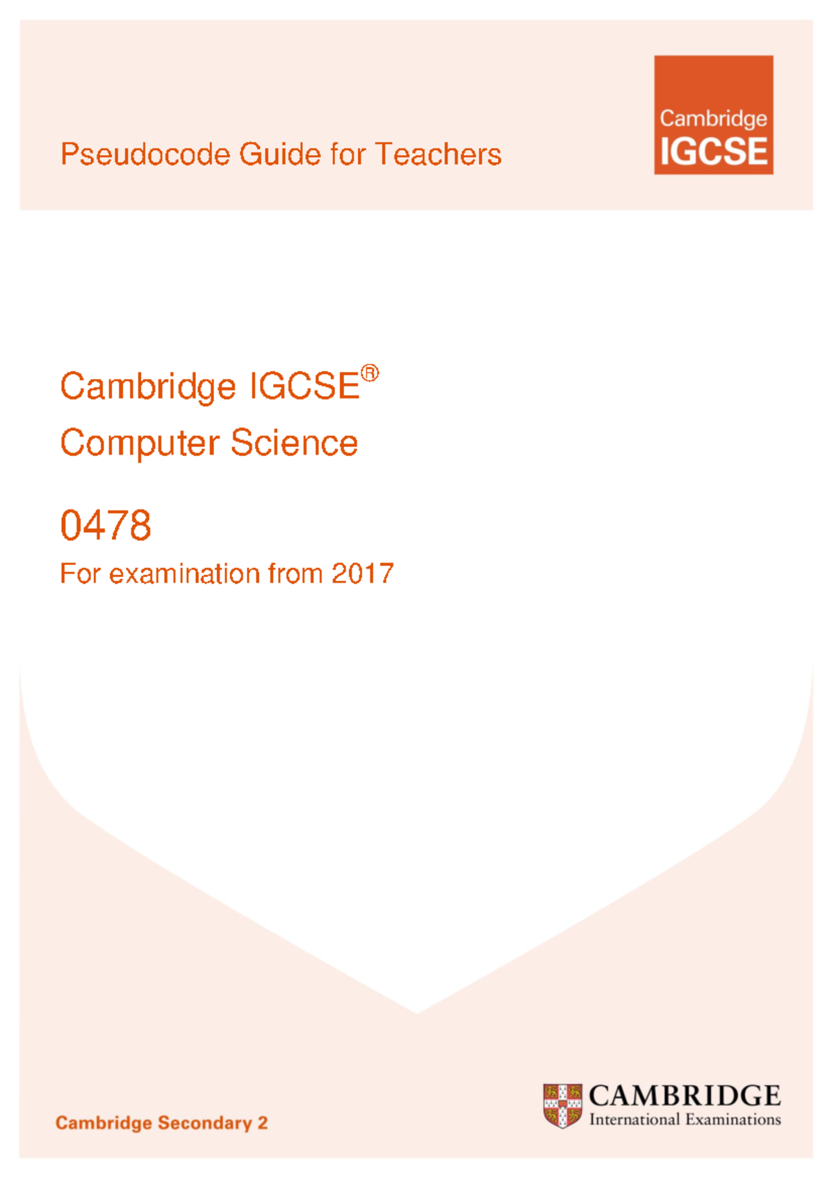 0478 pseudocode guide - Pseudocode Guide for Teachers Cambridge IGCSE ...