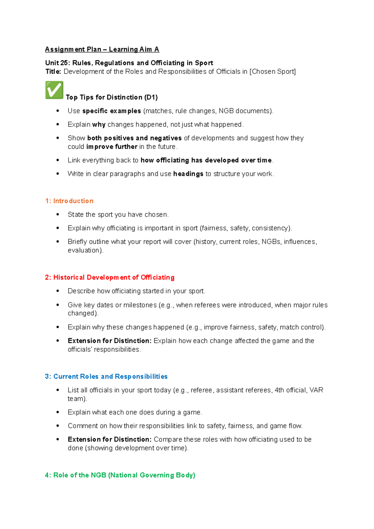 Unit 25: Development of Officials' Roles in Sport for Distinction (D1 ...