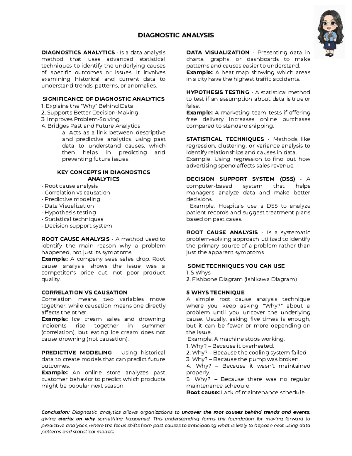 Business Analytics - Diagnostic Analytics Overview and Techniques - Studocu