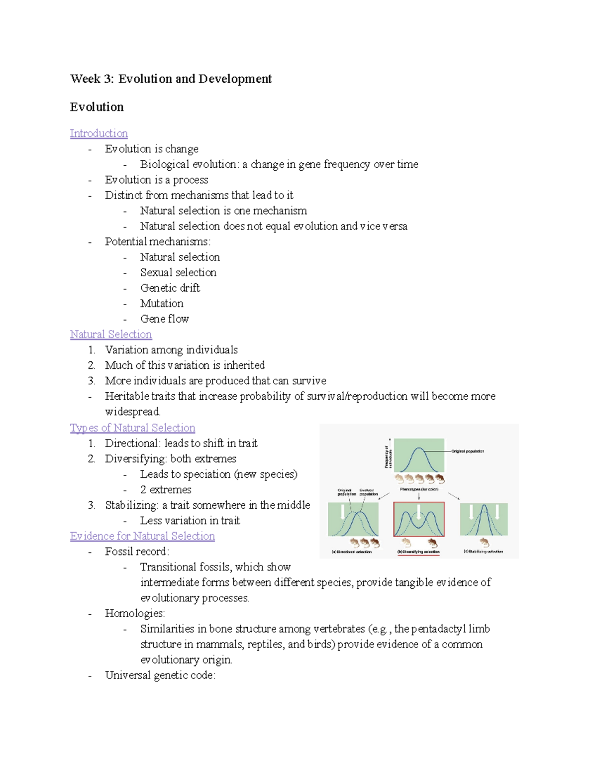 Psych 2220 Week 3 Notes: Evolution and Brain Development - Studocu