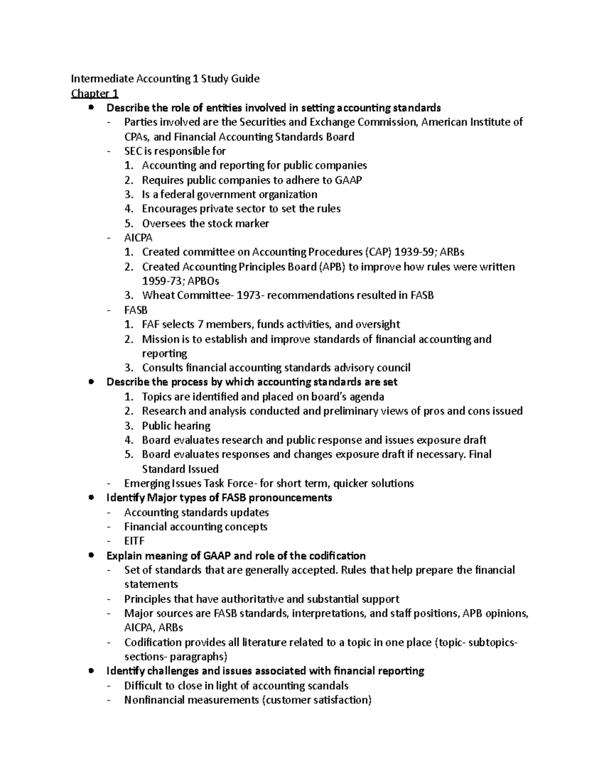Intermediate Accounting 1 Study Guide: Key Concepts & Standards ...