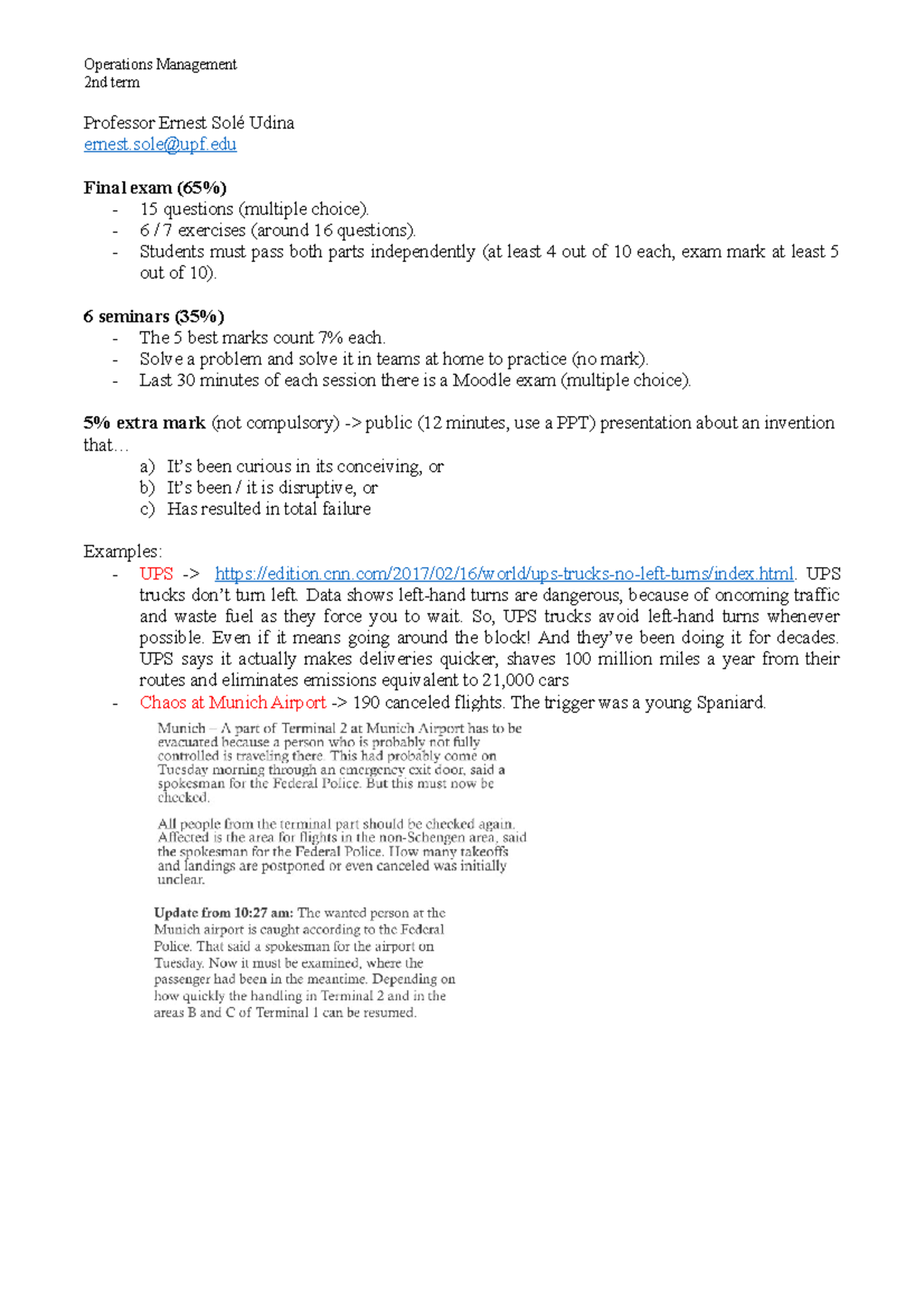 Class Notes - OM Concepts, Examples & Final Exam Insights (2nd Term ...