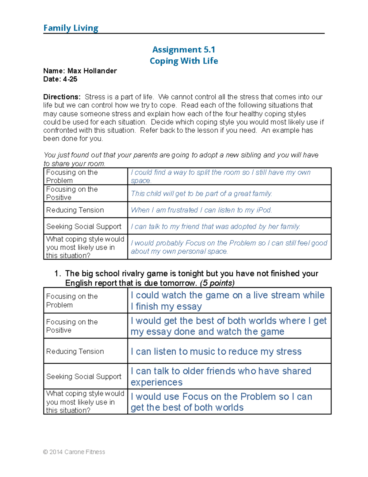 Health 1 Assignment 5: Coping Strategies for Life Challenges - Studocu