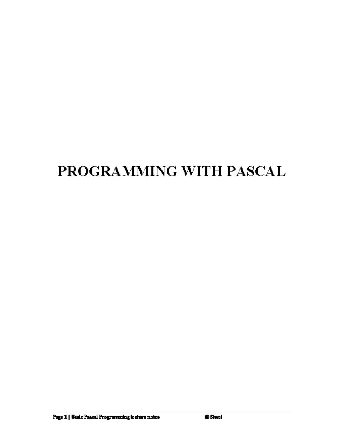 Programming in Pascal - Structured Programming Basics (Lesson Notes ...
