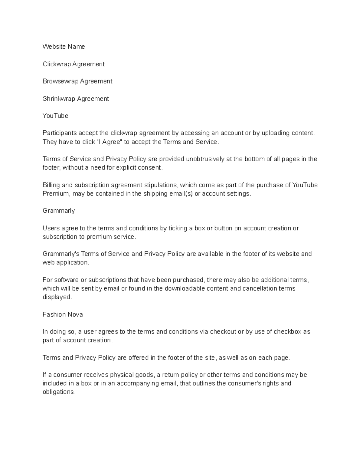project, differentiate between the 3 agreements - Website Name ...