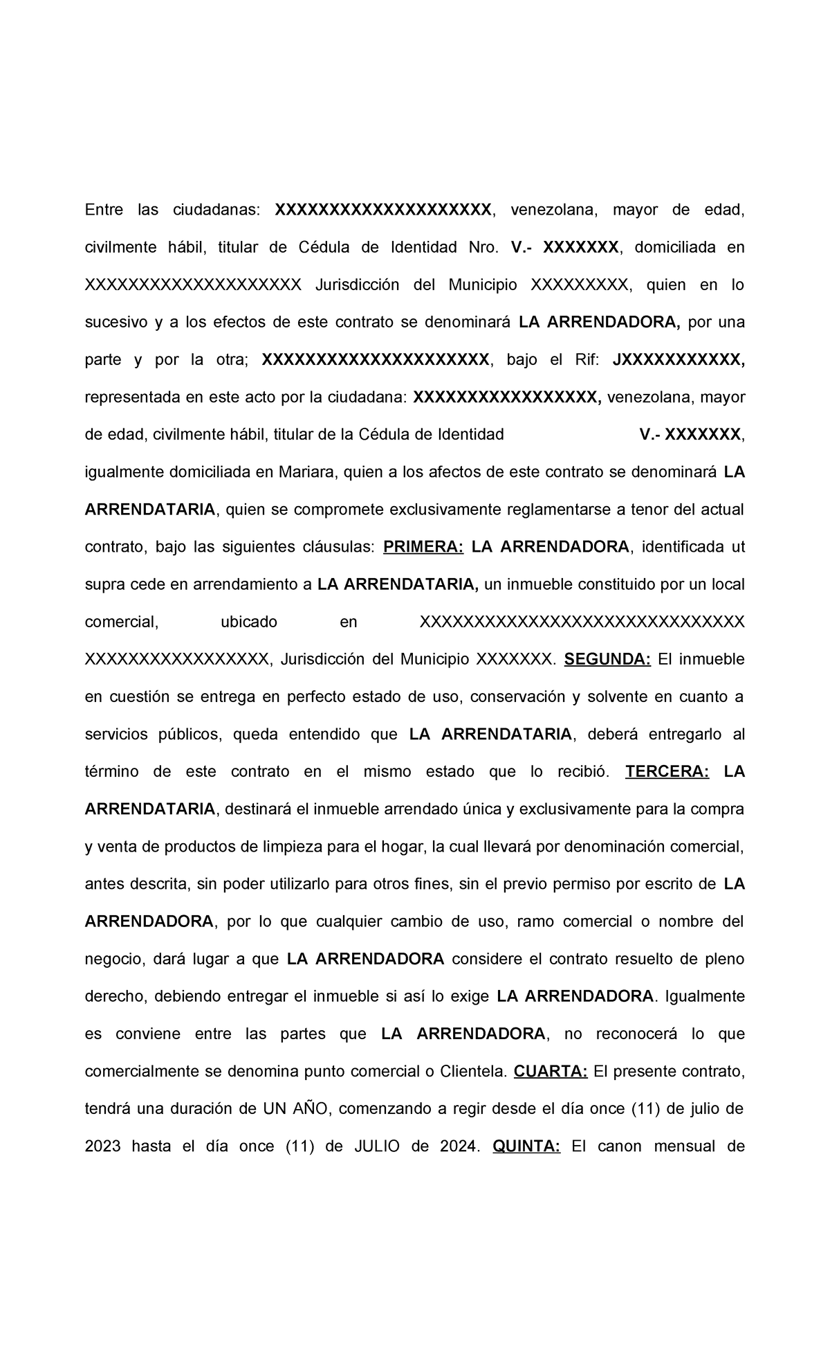 Modelo De Contrato De Arrendamiento De Local Comercial Actualizado