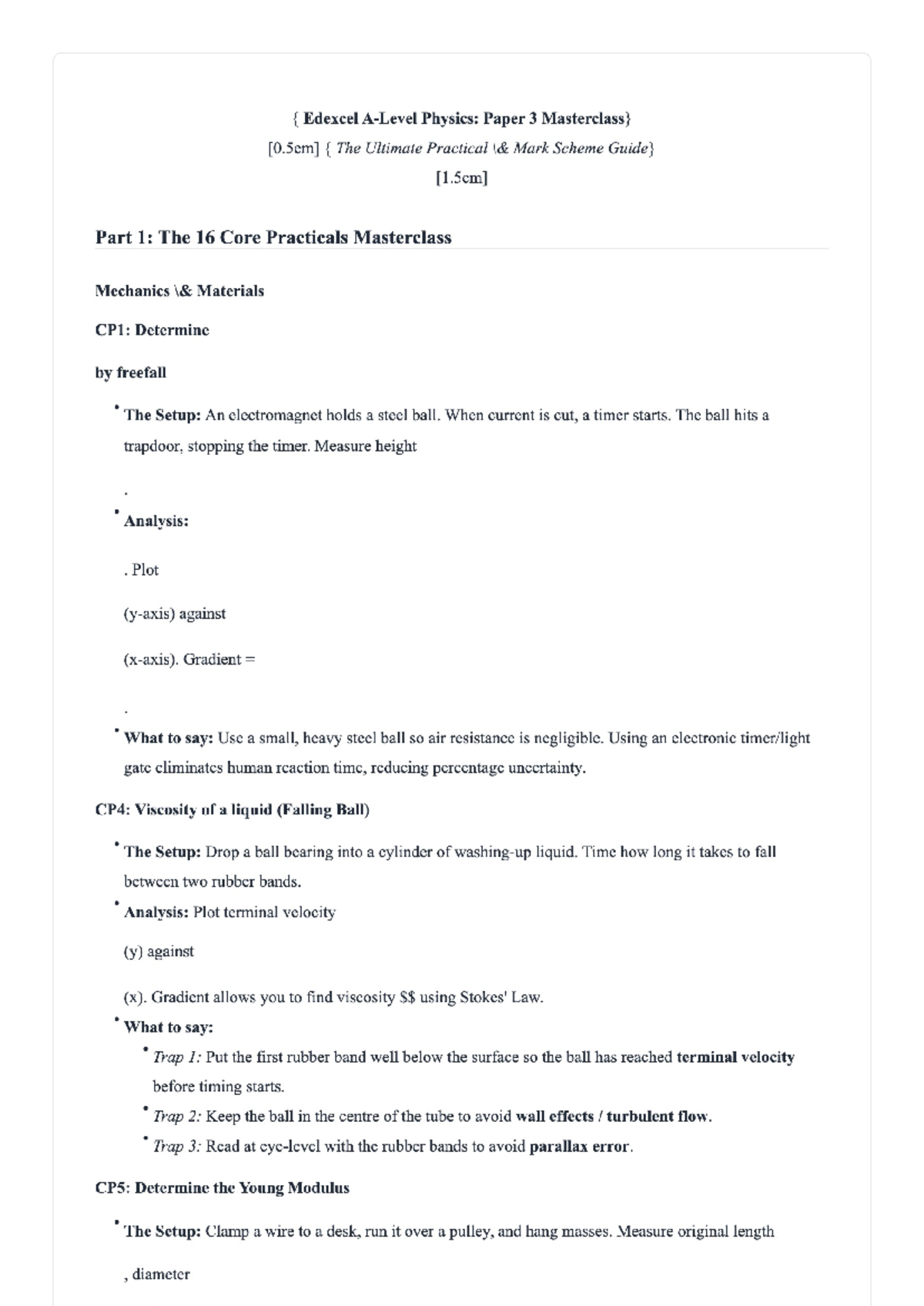 Edexcel Physics: Paper 3 Practical Mark Scheme & Core Practicals Guide ...