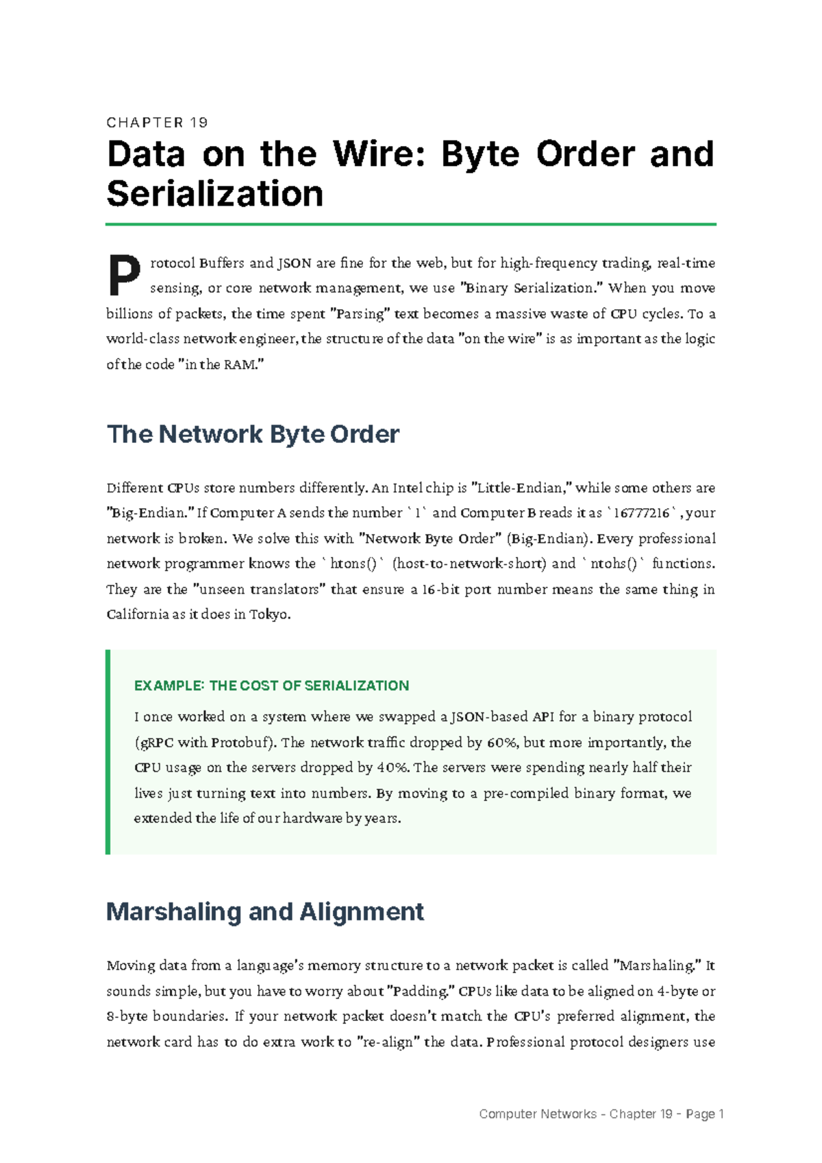 CHAPTER 19: Data on the Wire - Order & Serialization in Networks - Studocu