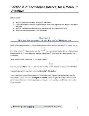 Understanding Confidence Intervals for a Mean with Unknown σ - Stat ...