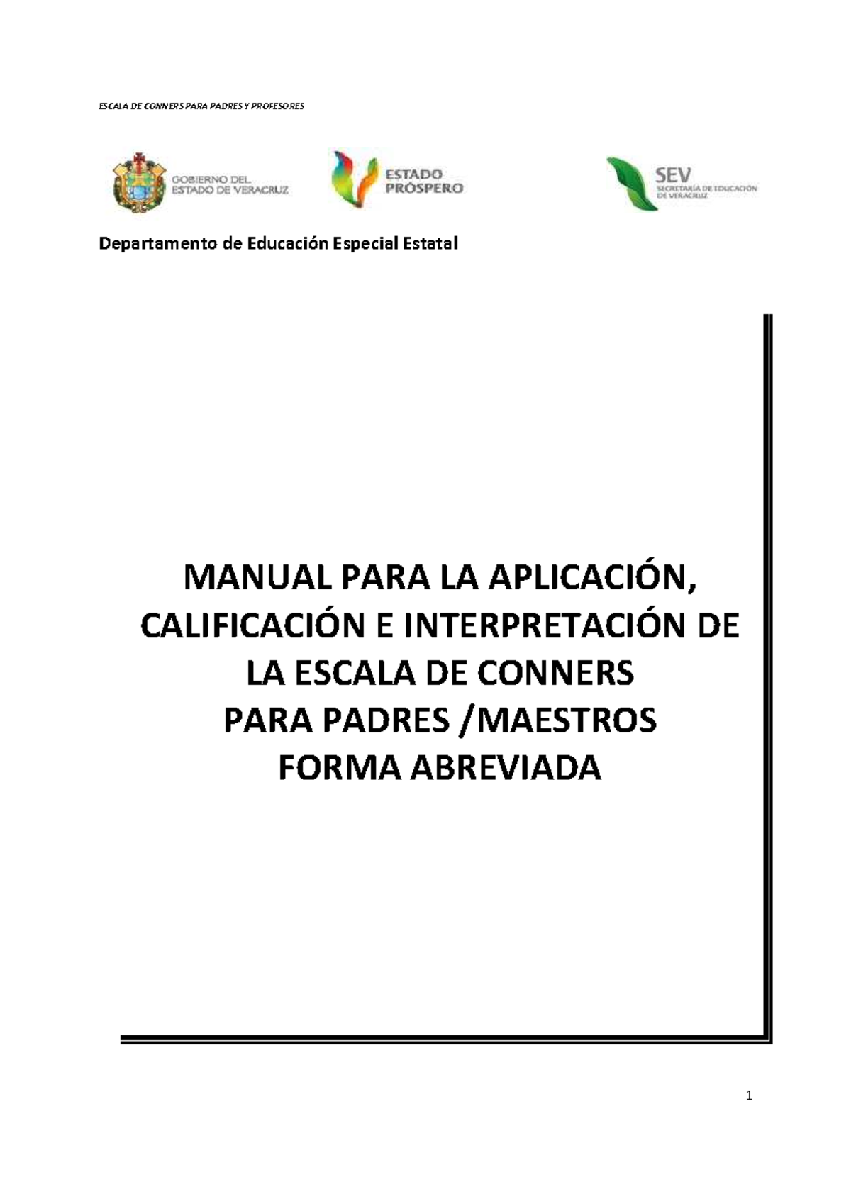 Manual para la Aplicación y Calificación de la Escala de Conners - Document Preview