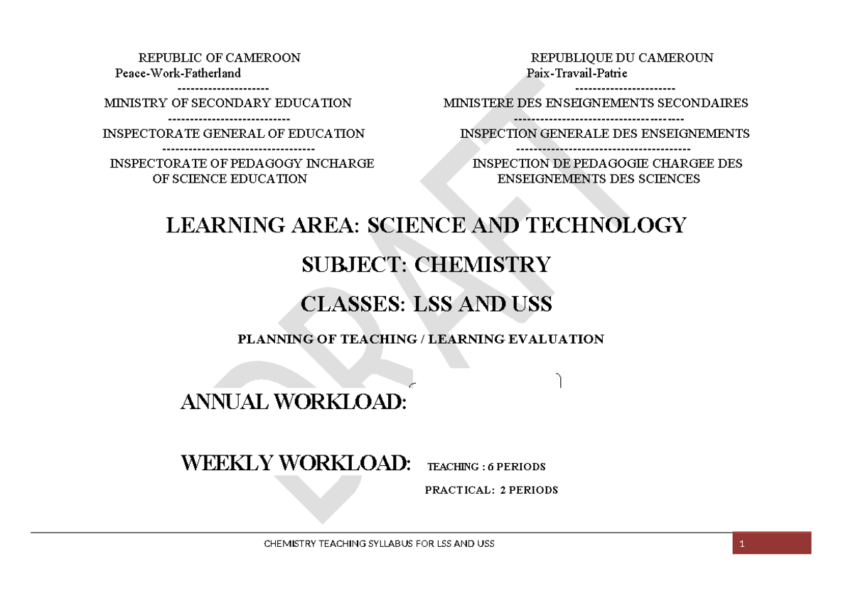 CBA Chemistry Practical Syllabus for LSS & USS - Second Cycle - Studocu