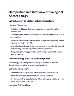 Foundations of Biological Anthropology: Concepts and Subfields Overview ...