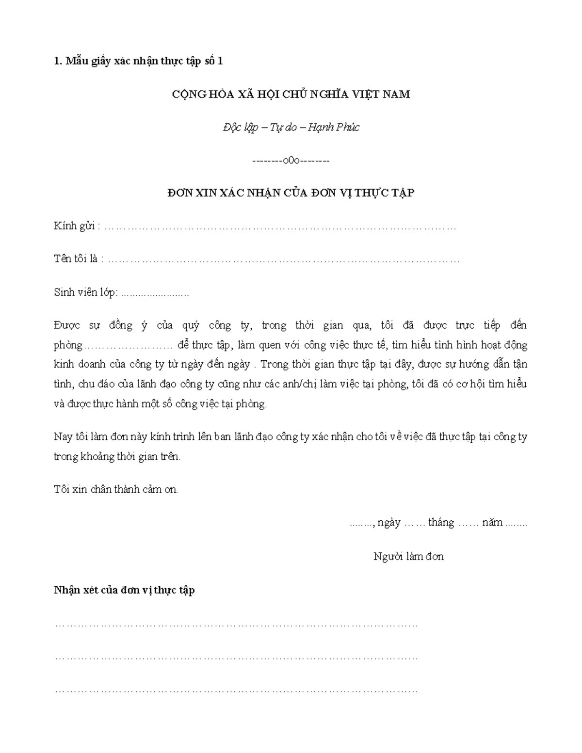 Giấy Xác Nhận Thực Tập Số 1866 - Mẫu và Hướng Dẫn Chi Tiết - Document Preview