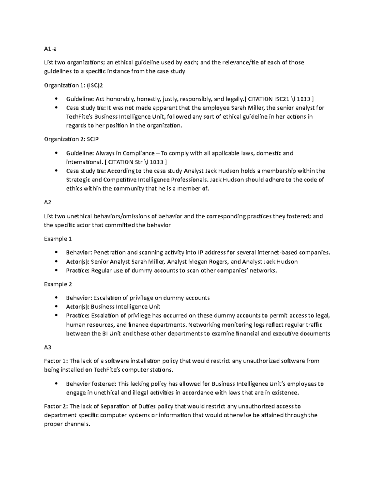 C841 Task 2: Ethical Guidelines & Unethical Practices Analysis - Studocu